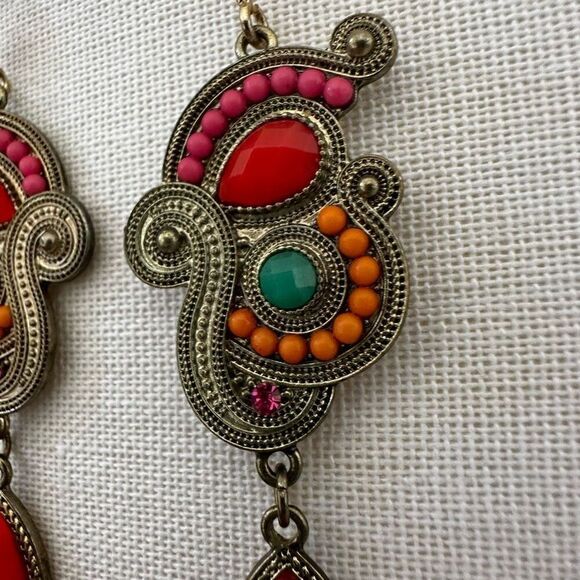 Colorful drop statement earrings - Picture 3 of 10